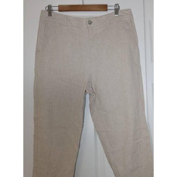 Zara mens 34 European linen pants oatmeal beige tapered leg quiet luxury - Picture 4 of 8
